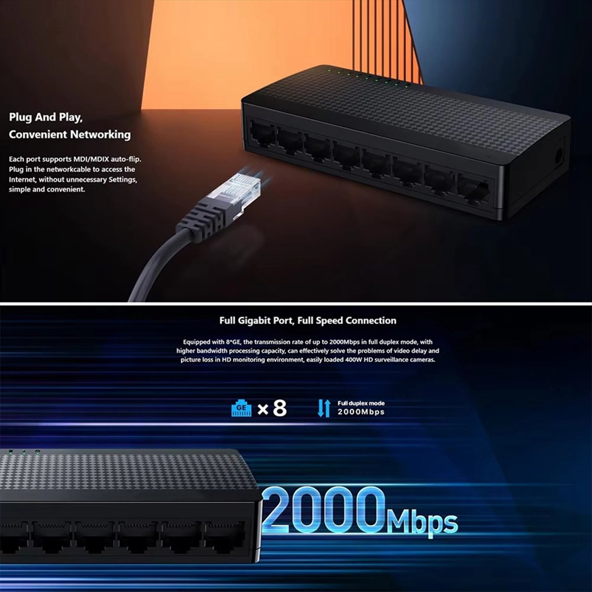 A40I Gigabit Mini Switch Ether - Ethernet Switch 8 Port review and price