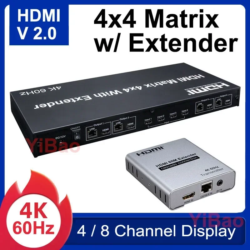 4K 60Hz 4X4 Matrix HDMI2.0 4x4 - Ethernet Switch 8 Port review and price